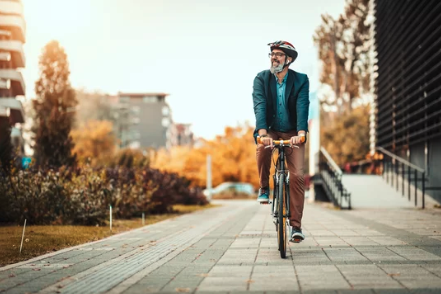 Middle-aged man on bicycle